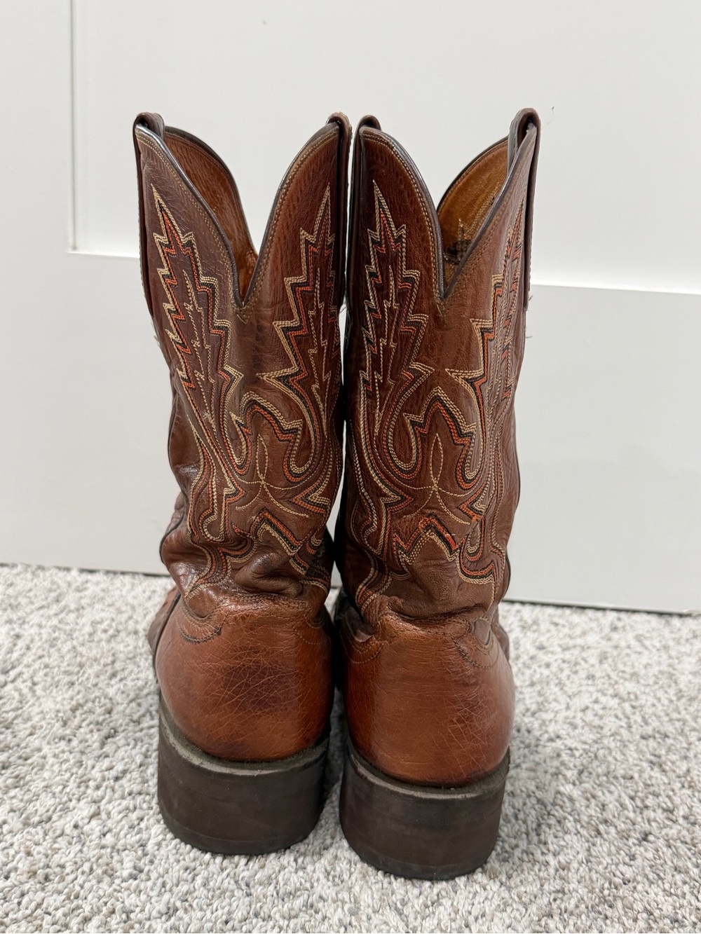 Men's Brown Western Leather Cowboy Boots - Picture 3 of 6